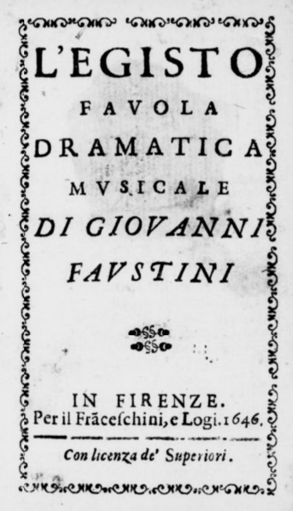 Libretto “L'Egisto” di Francesco Cavalli - Opera Libretto